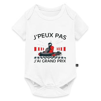 Je peux pas j'ai grand prix course de voiture - Body à manches courtes Premium Bébé - blanc - Devant