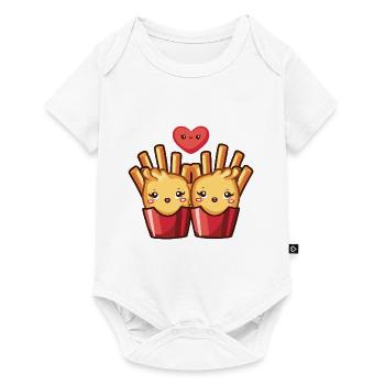 Frites Couple Amour Coeur Bande Dessinée - Body à manches courtes Premium Bébé - blanc - Devant