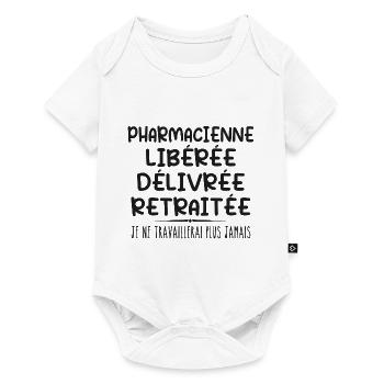 Pharmacienne célèbre sa retraite avec humour - Body à manches courtes Premium Bébé - blanc - Devant