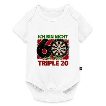 Ich bin nicht 60 ich bin Triple 20 Geburtstag Dart - Baby Premium Kurzarmbody - Weiß - Vorne