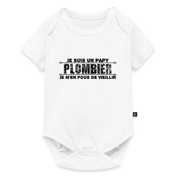 je suis un papy plombier je m'en fous de vieillir - Body à manches courtes Premium Bébé - blanc - Devant