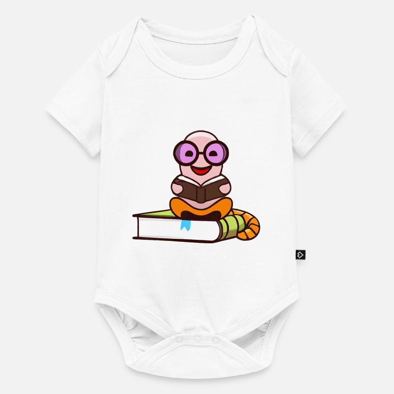 Nerd Bücherwurm liest Bücher - Baby Premium Kurzarmbody - Weiß