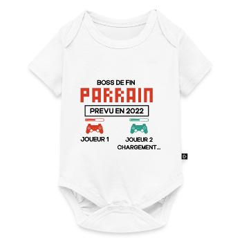 Annonce Grossesse Demande Parrain Originale Geek - Body à manches courtes Premium Bébé - blanc - Devant