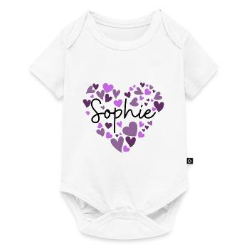 I love Sophie hearts in purple - Baby Premium short-sleeve bodysuit - white - Front