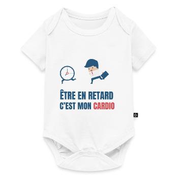 être en retard c'est mon cardio - Body à manches courtes Premium Bébé - blanc - Devant