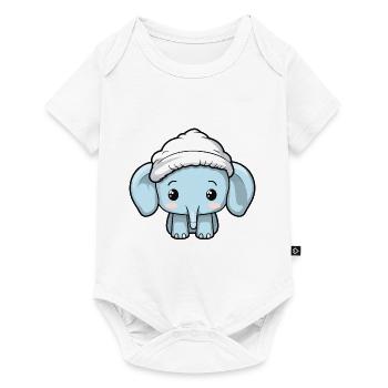 Elephant Winter Animal Baby Comic - Baby Premium short-sleeve bodysuit - white - Front