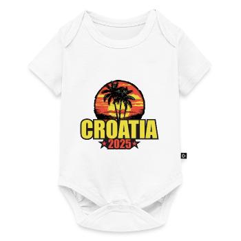 Croatie 2025 Vacances Palmiers Coloré - Body à manches courtes Premium Bébé - blanc - Devant