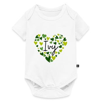 Conception de nom de lierre avec des cœurs verts en forme de cœur - Body à manches courtes Premium Bébé - blanc - Devant