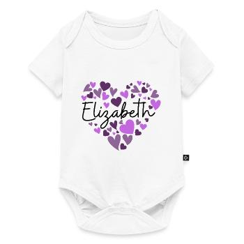 Elizabeth Name Design with Heart-Shaped purple Hea - Baby Premium short-sleeve bodysuit - white - Front