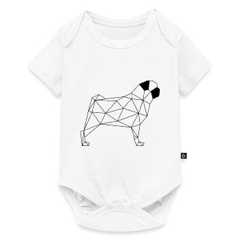 Geometric Pug - Geometrischer Mops - schwarz - Baby Premium Kurzarmbody - Weiß - Vorne