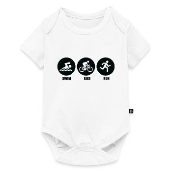 Triathlon, Natation, Course à pied, Cyclisme, Sports - Body à manches courtes Premium Bébé - blanc - Devant