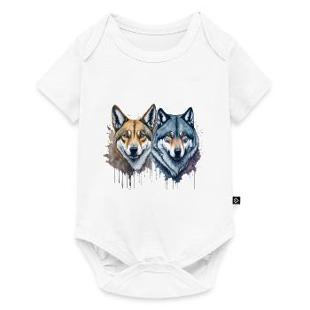 Watercolor Wild Harmony Dingo and Wolf - Baby Premium short-sleeve bodysuit - white - Front