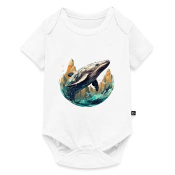 Whale - stylish, modern, abstract - whale art - Baby Premium short-sleeve bodysuit - white - Front