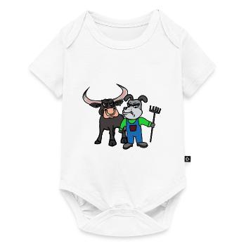 Stier Kuh Bio Öko Bauer Bauernhof Rinder Kühe - Baby Premium Kurzarmbody - Weiß - Vorne