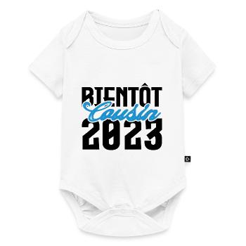 Cadeau Annonce grossesse bientôt Cousin 2023. - Body à manches courtes Premium Bébé - blanc - Devant