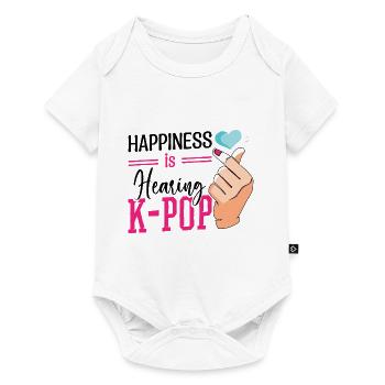 Le bonheur, c’est d’entendre le symbole du doigt du cœur K-Pop - Body à manches courtes Premium Bébé - blanc - Devant
