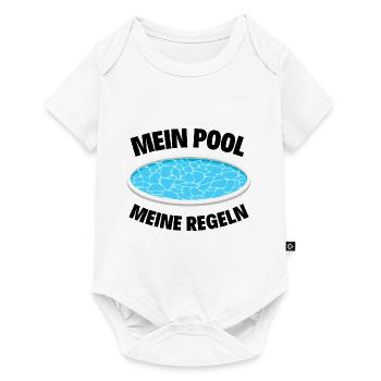 Planschbecken Swimmingpool Pool Schwimmen Geschenk - Baby Premium Kurzarmbody - Weiß - Vorne