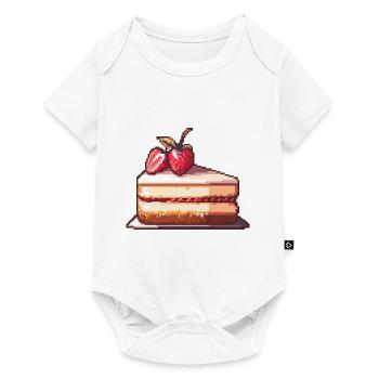 Cheesecake Pixel Symbol Kuchen - Baby Premium Kurzarmbody - Weiß - Vorne