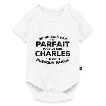 Charles Un Prénom, Une Attitude L’Humour Charles - Body à manches courtes Premium Bébé - blanc - Devant
