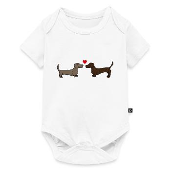 deux teckels s’embrassant , idée cadeau - Body à manches courtes Premium Bébé - blanc - Devant