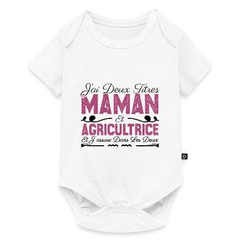 J'ai deux titres maman et Agricultrice.CadeauMaman - Body à manches courtes Premium Bébé - blanc - Devant