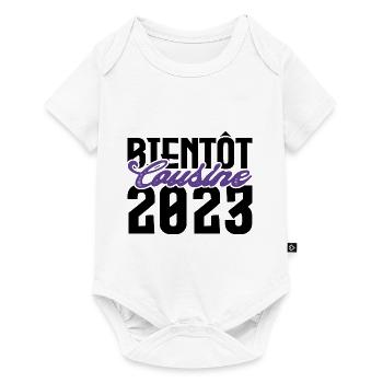 Cadeau Annonce grossesse bientôt Cousine 2023. - Body à manches courtes Premium Bébé - blanc - Devant