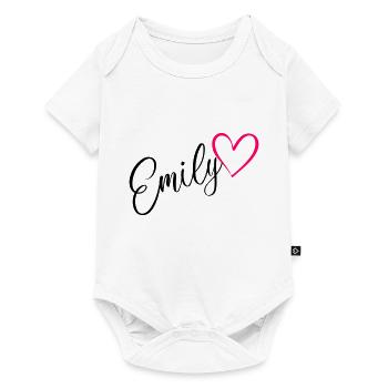 Emily Name Vorname Herz pink - Baby Premium Kurzarmbody - Weiß - Vorne