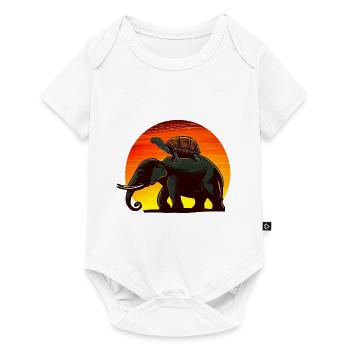 Elephant Turtle Sunset Design - Baby Premium short-sleeve bodysuit - white - Front