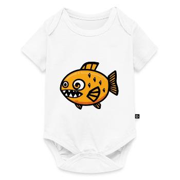 Piranha Poisson Halloween Bande dessinée Drôle - Body à manches courtes Premium Bébé - blanc - Devant