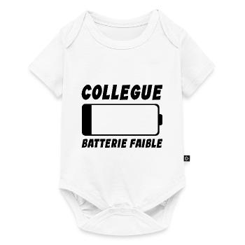 Collègue Fatigué Cadeau Humour Batterie Faible - Body à manches courtes Premium Bébé - blanc - Devant