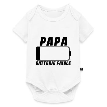 Papa Batterie Faible - Cadeau Humour - Body à manches courtes Premium Bébé - blanc - Devant