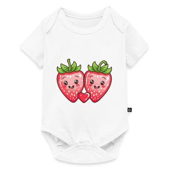 Strawberries Couple Love Heart Comic - Baby Premium short-sleeve bodysuit - white - Front