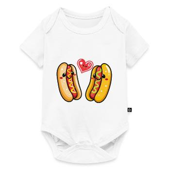 Hotdog Paar Liebe Herz Comic - Baby Premium Kurzarmbody - Weiß - Vorne