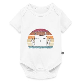Retro chat avec le majeur Vintage Soleil T-shirt - Body à manches courtes Premium Bébé - blanc - Devant