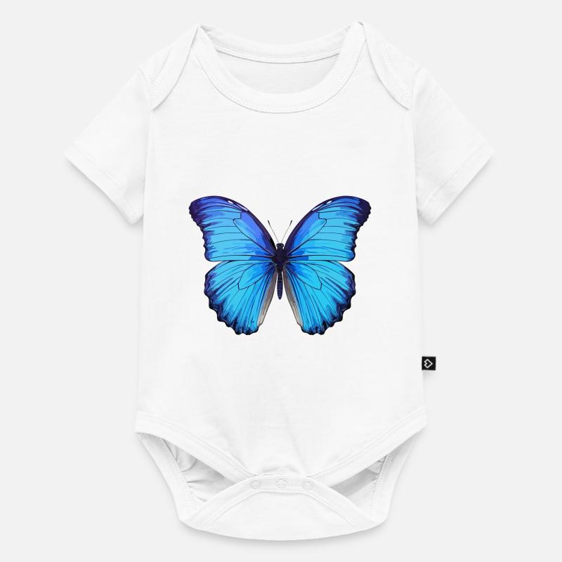 Blauer Morpho-Schmetterling - Baby Premium Kurzarmbody - Weiß