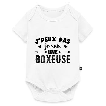 Je Peux Pas Je Suis Une Boxeuse - Body à manches courtes Premium Bébé - blanc - Devant