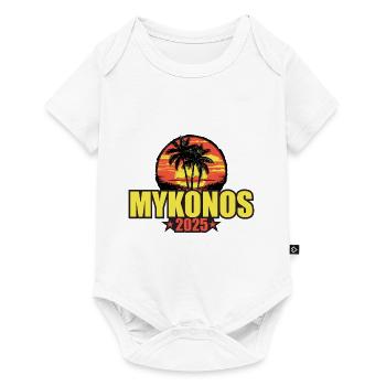 Mykonos 2025 Vacances Palmiers Coloré - Body à manches courtes Premium Bébé - blanc - Devant