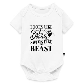 Looks like a beauty swims like beast - Swimming - Body à manches courtes Premium Bébé - blanc - Devant