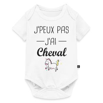 J'peux pas j ai cheval cavalière cavalier - Body à manches courtes Premium Bébé - blanc - Devant