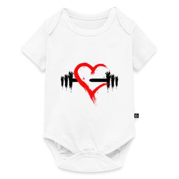 Heart open with dumbbell Red Black Fitness Gym New - Baby Premium short-sleeve bodysuit - white - Front