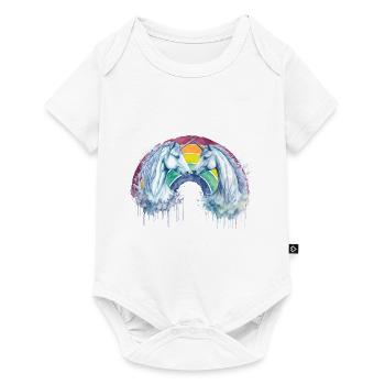 Twin Unicorns and the Radiant Rainbow: Watercolor - Baby Premium short-sleeve bodysuit - white - Front
