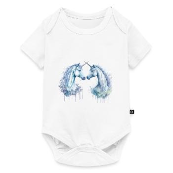Twin Unicorns: Watercolor Magic - Baby Premium short-sleeve bodysuit - white - Front
