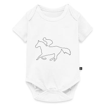 Cheval de trot avec jockey galopant une ligne - Body à manches courtes Premium Bébé - blanc - Devant