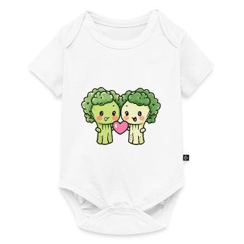 Broccoli Couple Love Heart Comic - Baby Premium short-sleeve bodysuit - white - Front