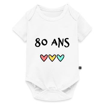 80 ANS. 80e ANNIVERSAIRE. ANNIVERSAIRE 80 ANS. 80 - Body à manches courtes Premium Bébé - blanc - Devant