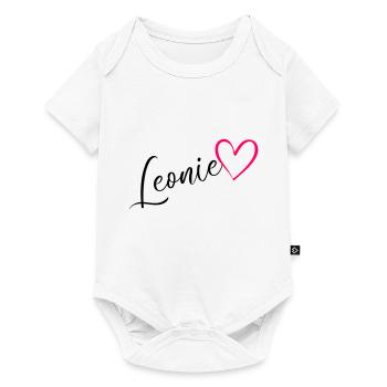 Leonie Name Vorname Herz pink - Baby Premium Kurzarmbody - Weiß - Vorne