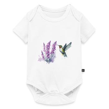 Watercolor Penstemon Flower and Hummingbird - Baby Premium short-sleeve bodysuit - white - Front