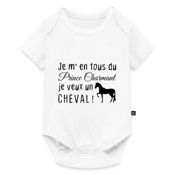 Je veux juste un cheval humour équitation cadeau - Body à manches courtes Premium Bébé - blanc - Devant
