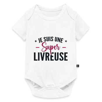 A Super Delivery Girl - Liefergeschenk - Baby Premium Kurzarmbody - Weiß - Vorne