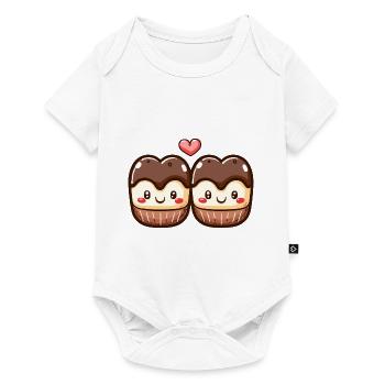 Schokolade Paar Liebe Herz Comic - Baby Premium Kurzarmbody - Weiß - Vorne